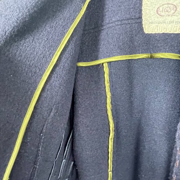 I.Q.U. Blue Boiled Wool Tailored Jacket Blazer Women’s 16 EU 44 Artisan Stitch - Picture 14 of 16